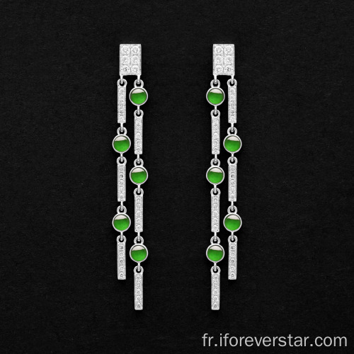 Belle couleur verte jadeite drops boucles d&#39;oreilles bijoux